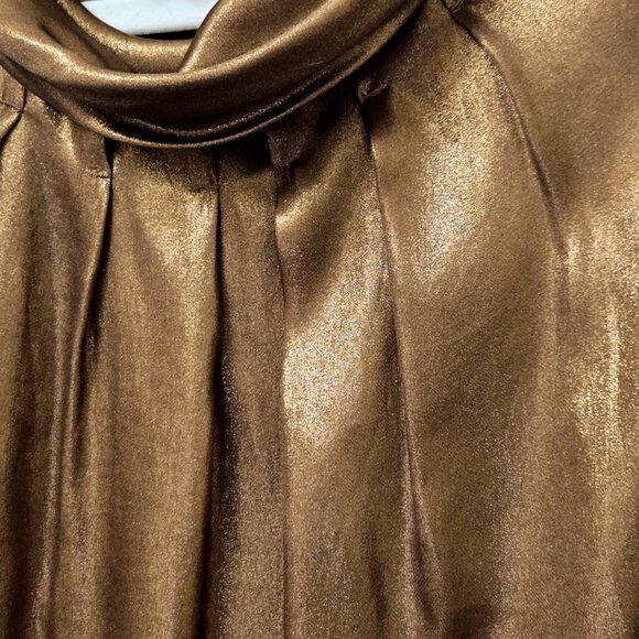 Per Se 100% Silk Metallic Cowl Neck Blouse - Picture 4 of 6